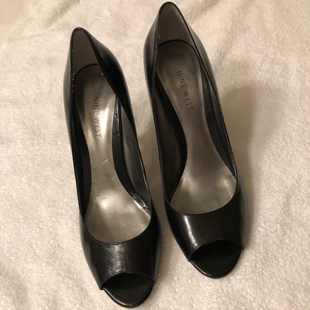 Nine West Black Open Toe Heels, Size 7.5